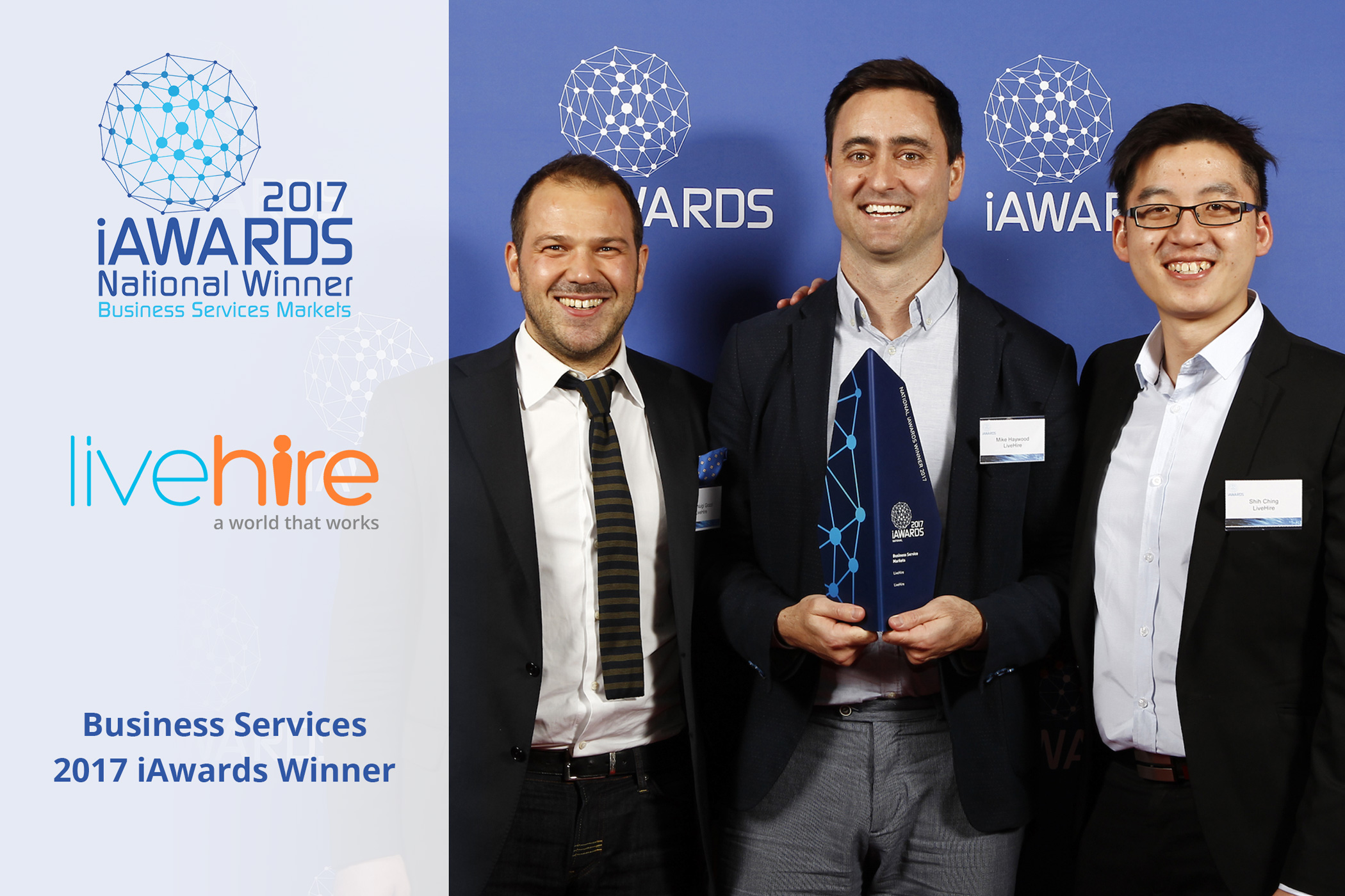 LiveHire wins National Award for &#8216;Business Services&#8217; @ 2017 iAwards.